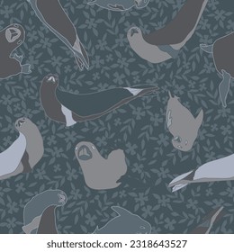 Crabeater seal seamless pattern. Background Wallpaper. Flat vector illustration. 