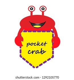 crab,pocket vector illustration for t-shirt print and other uses. Can be used for design of cards