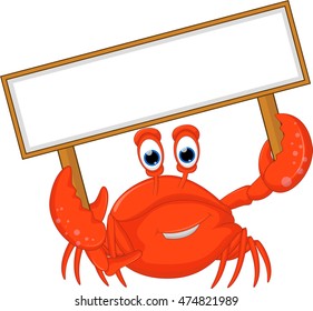 crabs cartoon with blank sign