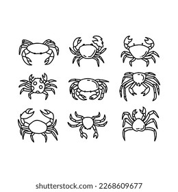 crabs doodle art handrawn illustrations vector