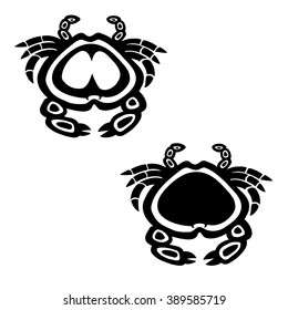 crabs drawn in a west coast native indian pattern one light one dark