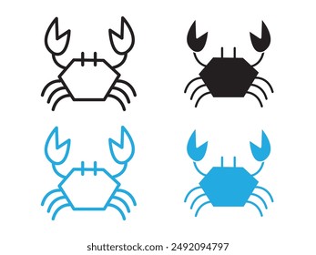 Crabs icon black and white vector outline sign