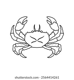 Crabs line art vector illustration. Seafood crab in outline for icon, logo, symbol .