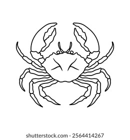 Crabs line art vector illustration. Seafood crab in outline for icon, logo, symbol .