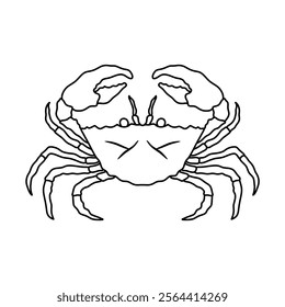 Crabs line art vector illustration. Seafood crab in outline for icon, logo, symbol .