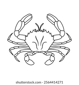 Crabs line art vector illustration. Seafood crab in outline for icon, logo, symbol .