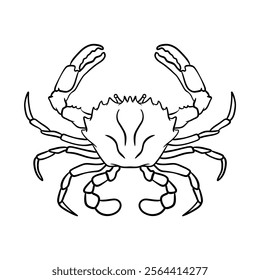 Crabs line art vector illustration. Seafood crab in outline for icon, logo, symbol .