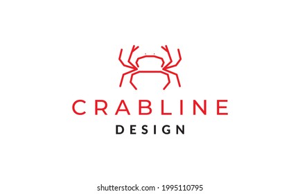 crabs lines seafood red logo vector icon illustration design