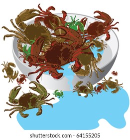 crabs and plate