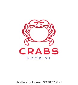 crabs seafood cooking fried crunch taste food line minimal modern logo design vector