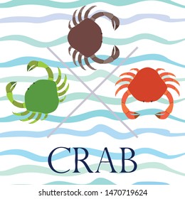 Crabs. Seafood. Vector illustration of a sea animal.