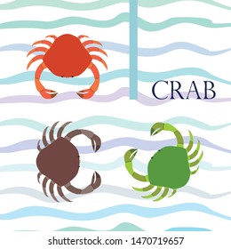 Crabs. Seafood. Vector illustration of a sea animal.