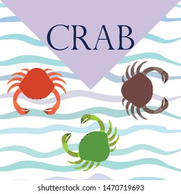 Crabs. Seafood. Vector illustration of a sea animal.