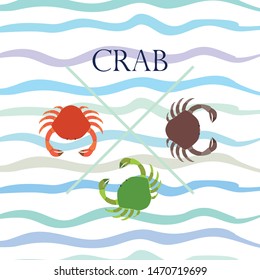 Crabs. Seafood. Vector illustration of a sea animal.
