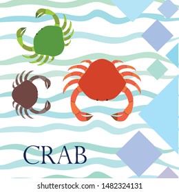 Crabs. Seafood. Vector illustration of a sea animal.
