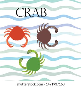 Crabs. Seafood. Vector illustration of a sea animal.