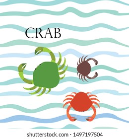 Crabs. Seafood. Vector illustration of a sea animal.