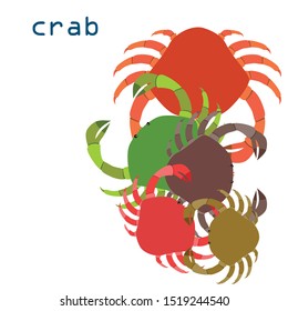 Crabs. Seafood. Vector illustration of a sea animal.