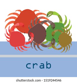 Crabs. Seafood. Vector illustration of a sea animal.