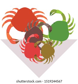 Crabs. Seafood. Vector illustration of a sea animal.