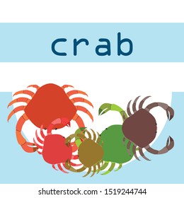 Crabs. Seafood. Vector illustration of a sea animal.