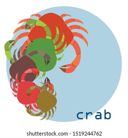 Crabs. Seafood. Vector illustration of a sea animal.