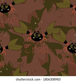 Crabs in the sea.vector illustration.print,for printed products, web, Wallpaper.seamless pattern.