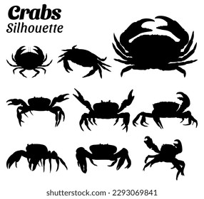 Crabs silhouette vector illustration set