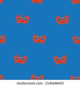 Crabs Summer vector pattern cute childish kids seamless background design crabs beach wrapping paper design background fun fabric seamless animal marine nautical wallpaper art illustration beach.