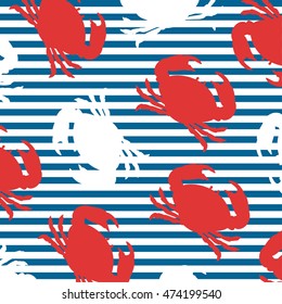 Crabs vector pattern. Design illustration sea background.