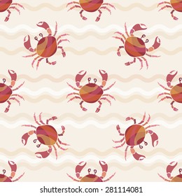Crabs. Vector seamless pattern.