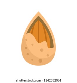 Crack almond icon. Flat illustration of crack almond vector icon for web isolated on white