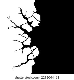 Crack. Black and white vector illustration isolated on white background