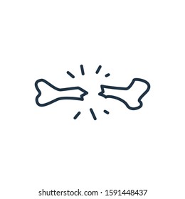 Crack in bone icon. Isolated fracture and crack in bone icon line style. Premium quality vector symbol drawing concept for your logo web mobile app UI design.