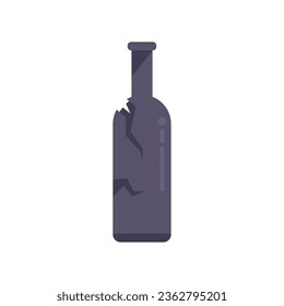 Crack bottle waste icon flat vector. Trash recycle. Glass reuse isolated