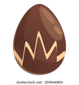Crack chocolate egg icon cartoon vector. Easter candy. Dark milk