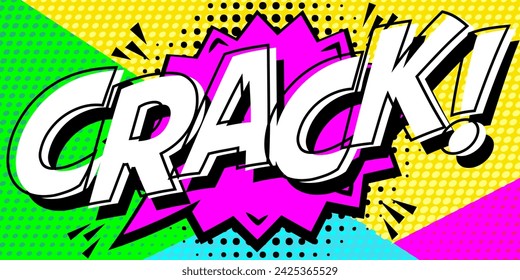 CRACK Comic Sound Effect on Pop Art Dotted Background