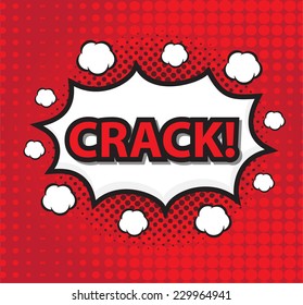 CRACK!, comic wording sound effect set design for comic background, comic strip