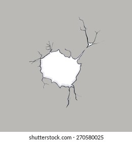 Crack in a concrete wall, vector illustration