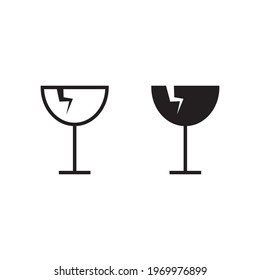 Crack, delivery, fragile, glass vector icon