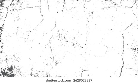 Sobreposição de vetor de poeira e rachadura para design gráfico. Estilo grunge urbano para criação de textura. Elementos angustiados em uma superfície branca limpa.