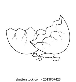 Icono vectorial de huevo cruzado. Icono de vector de contorno aislado en huevo de crack de fondo blanco.