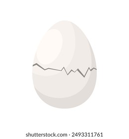 Crack in fragile shell of oval hens egg breaks into sections vector illustration
