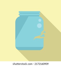 Crack glass jar icon flat vector. Waste garbage. Ecology environment