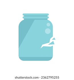 Crack glass jar icon flat vector. Waste garbage. Ecology environment isolated