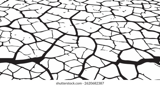 crack ground for abstract background on white background. White black grey wall, floor with cracks, texture background
