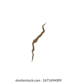 ein Riss im Boden, minimalistischer flacher Vektor, zweifarbiges Design aus stumpfem Braun und hellgrauem, einfacher Zick-Zack-Schnitt, der ein Erdbeben symbolisiert, einzeln auf einfarbigem weißem Hintergrund