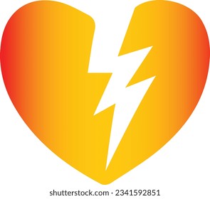 Craquear el vector del icono cardíaco con gradiente. Dos partes de corazón roto. 