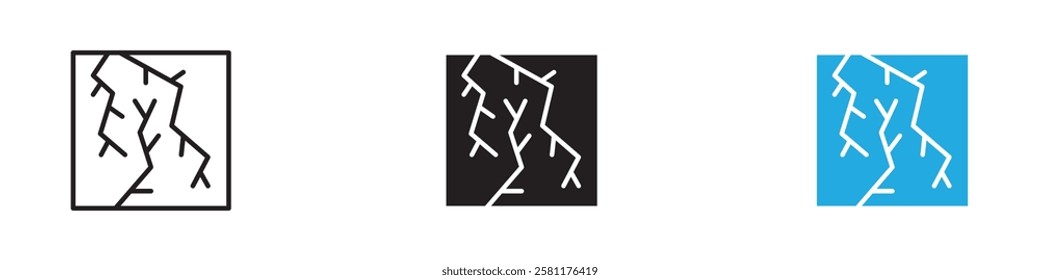 Crack icon black white vector outline