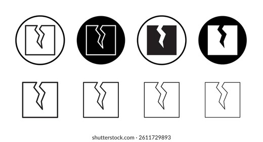 Crack icon Flat simple outline set